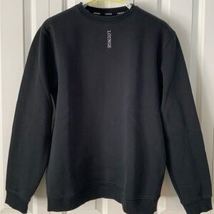 Black Crewneck Sweatshirt with Ribbed Accents